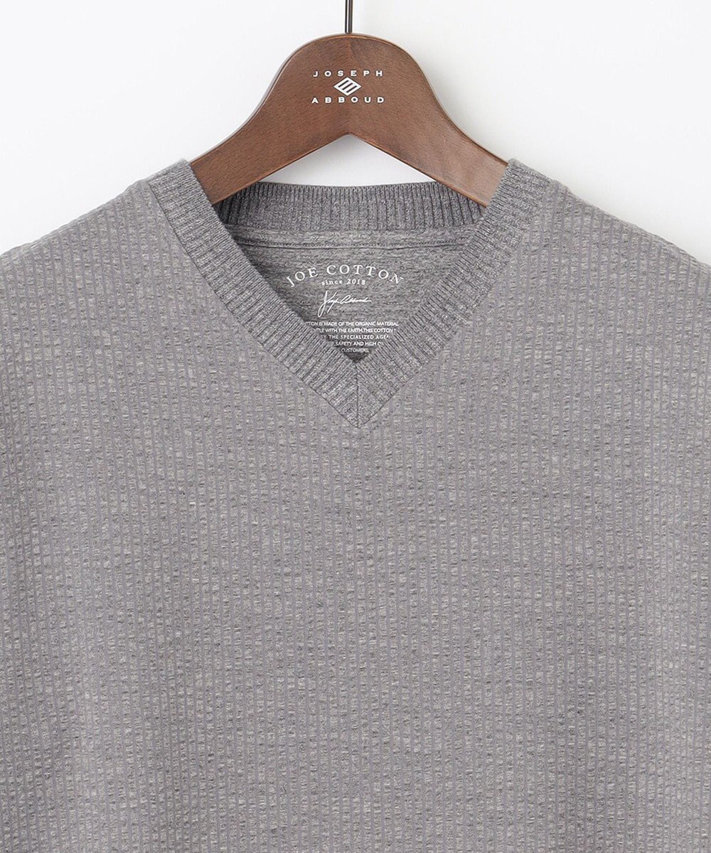 JOSEPH ABBOUD 【キングサイズ・オーガニックコットン使用】JOE COTTONサッカーVネック Tシャツ 