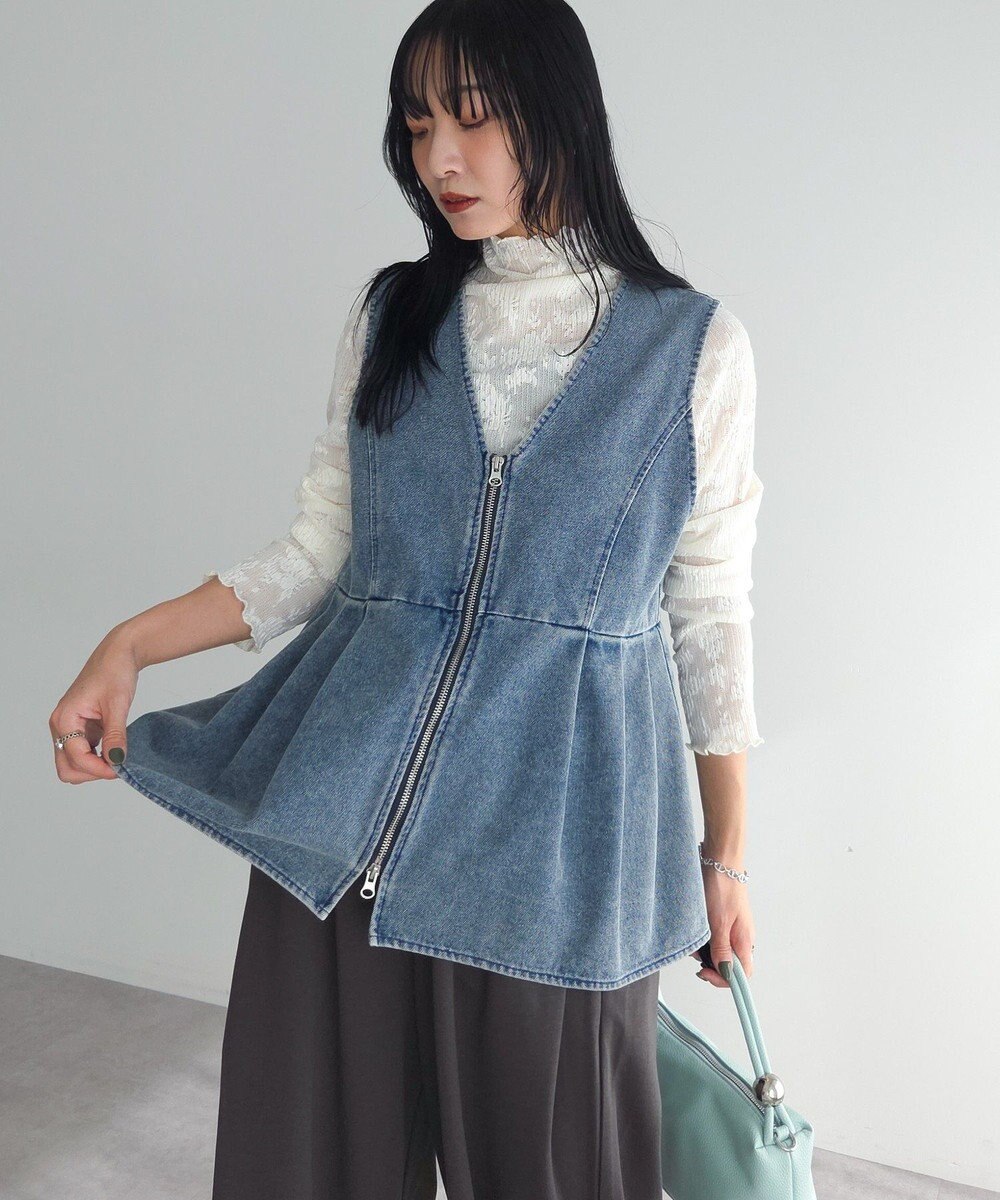 Green Parks デニムペプラムジレ 