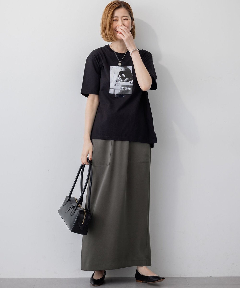 23区 L 【撥水加工/洗える】スムースサテン Iライン スカート 