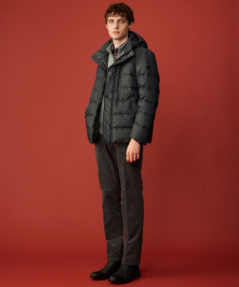 JOSEPH ABBOUD 【撥水/軽量/防風/フード取り外し可/ダウン】インターレースカルゼ  ダウン ブルゾン 