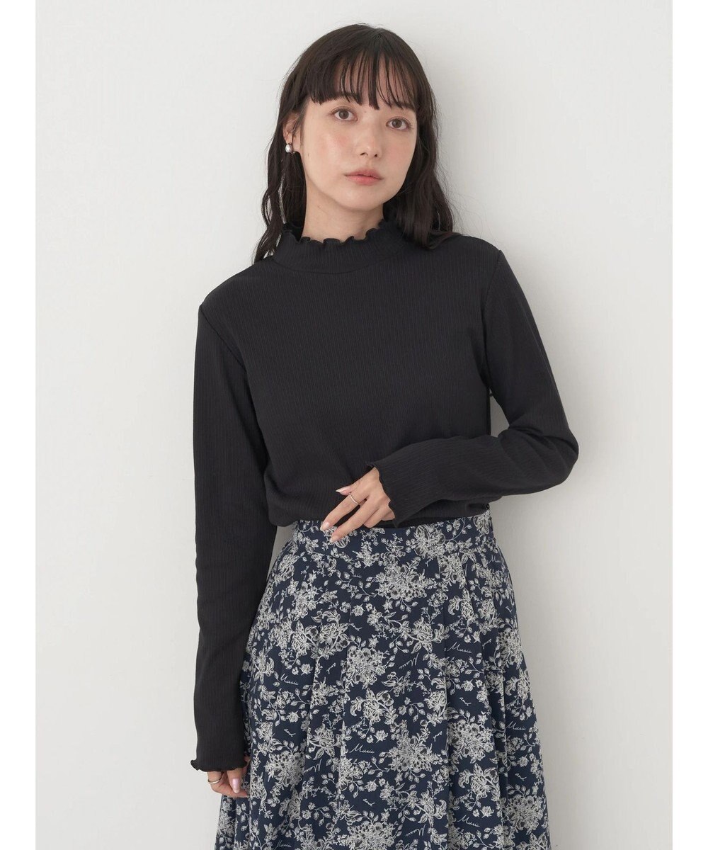 earth music&ecology チェーンリブハイネックプルオーバー 