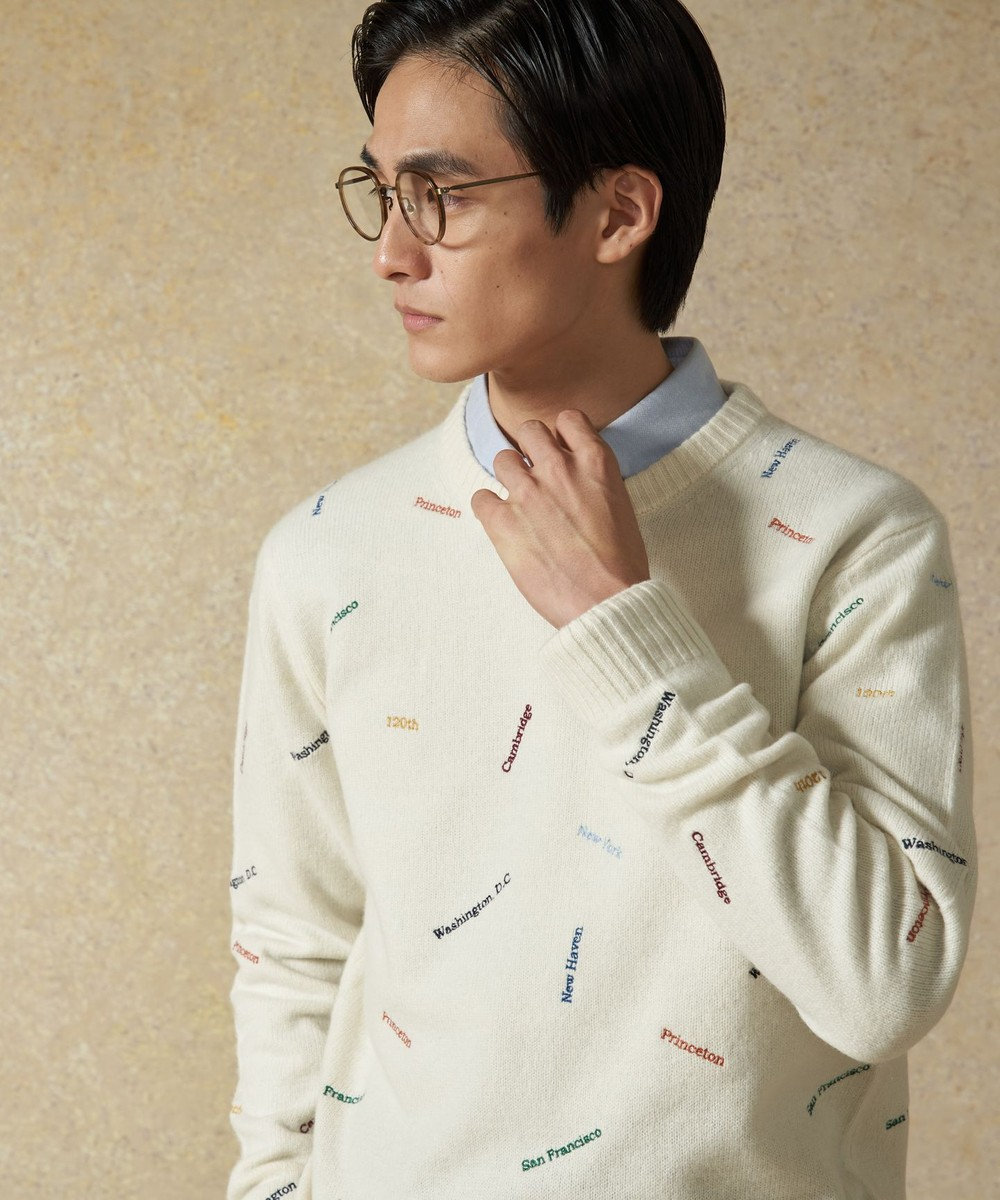 J.PRESS MEN 【120th Anniversary】Embroidery Knit ホワイト系