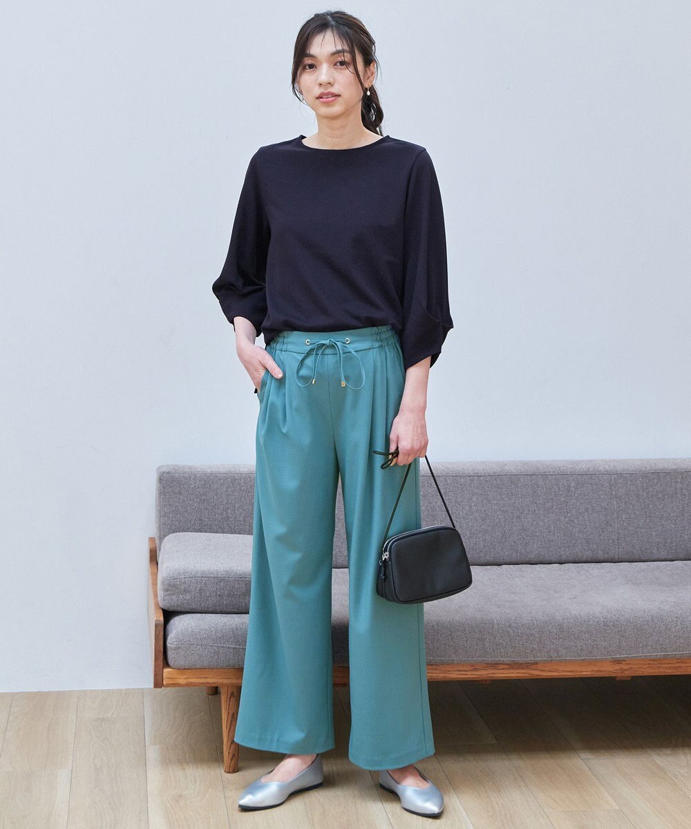 ANY 【ウエストゴム】イージーケアライトストレッチワイドパンツ 