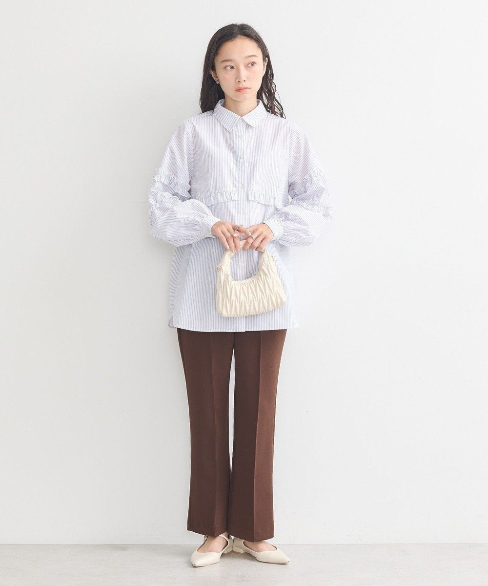 earth music&ecology レギュラーカラーフリルシャツ 