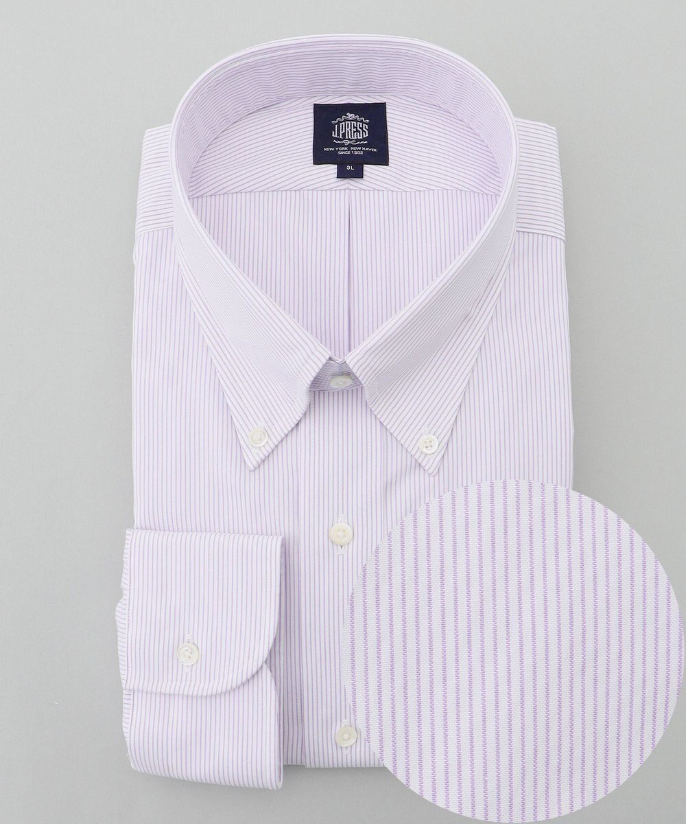 J.PRESS MEN 【KING SIZE】【PREMIUM PLEATS / 形態安定】マイクロストライプ ドレスシャツ / B.D. 