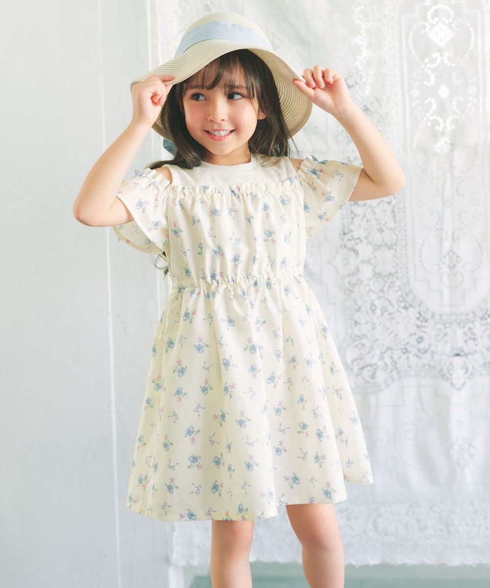 ANY KIDS 【洗濯機可能】オンオフショルダーワンピース 