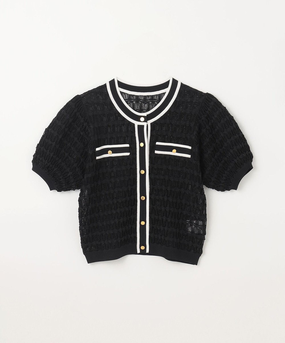 GRACE CONTINENTAL バイカラーシアーニットカーディガン 