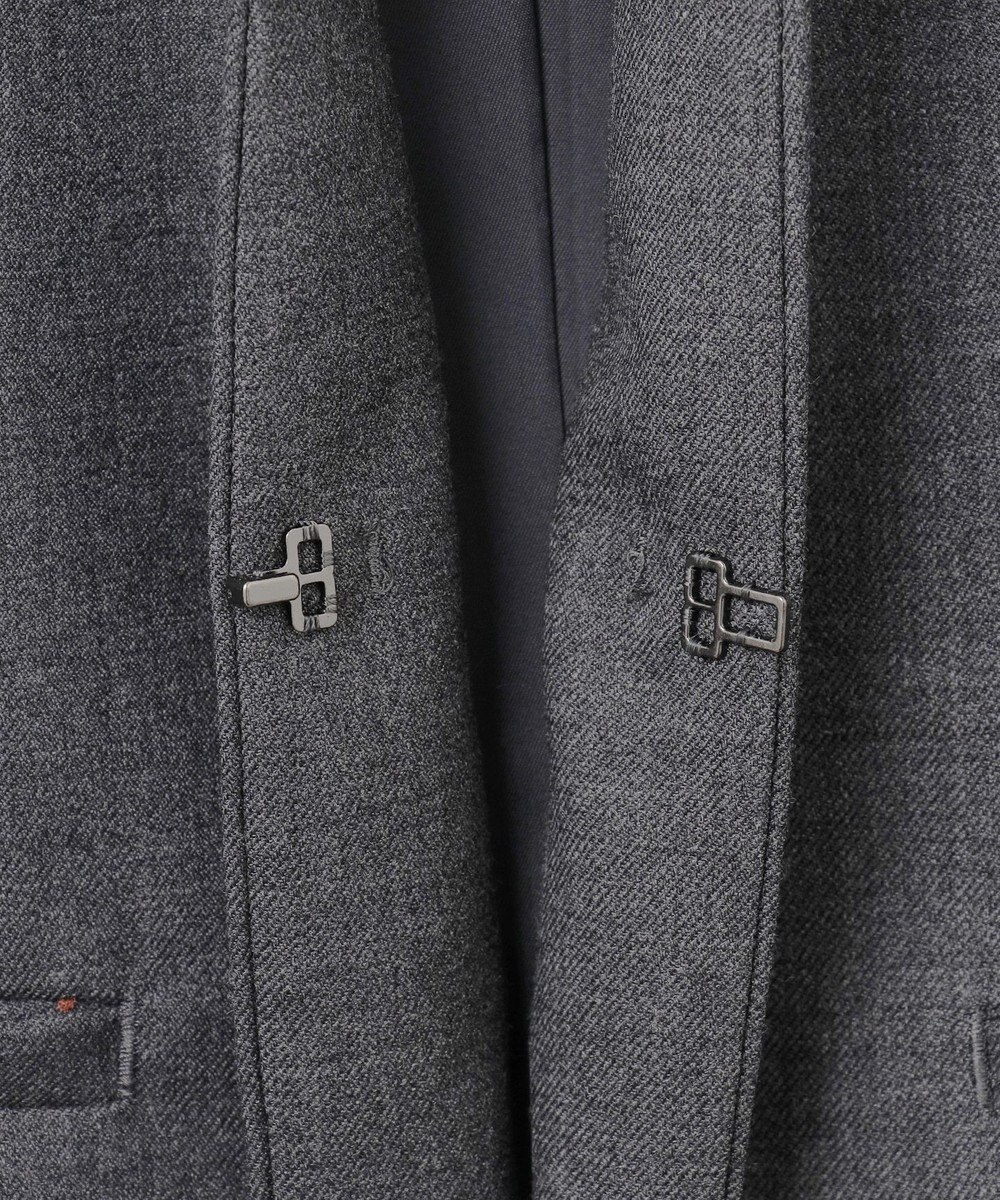 ICB L 【セットアップ対応】ウールストレッチ ノーカラージャケット 