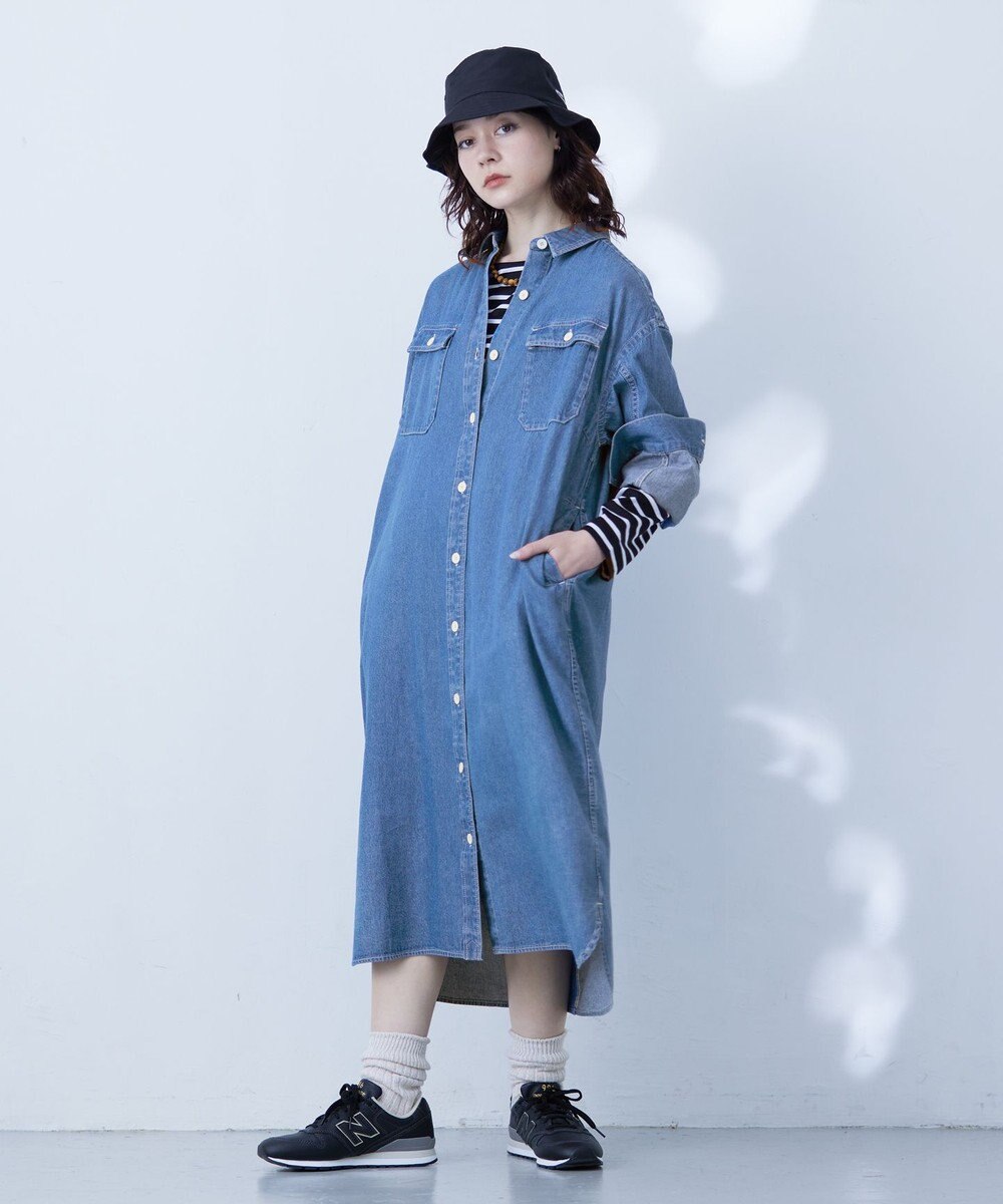 J.PRESS YORK STREET 【WOMEN】デニムロングシャツ ワンピース 