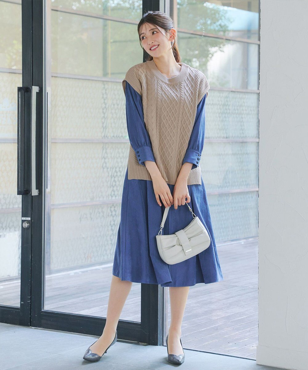 Tiaclasse 【2点セット】ニットベスト＋起毛シャツ 