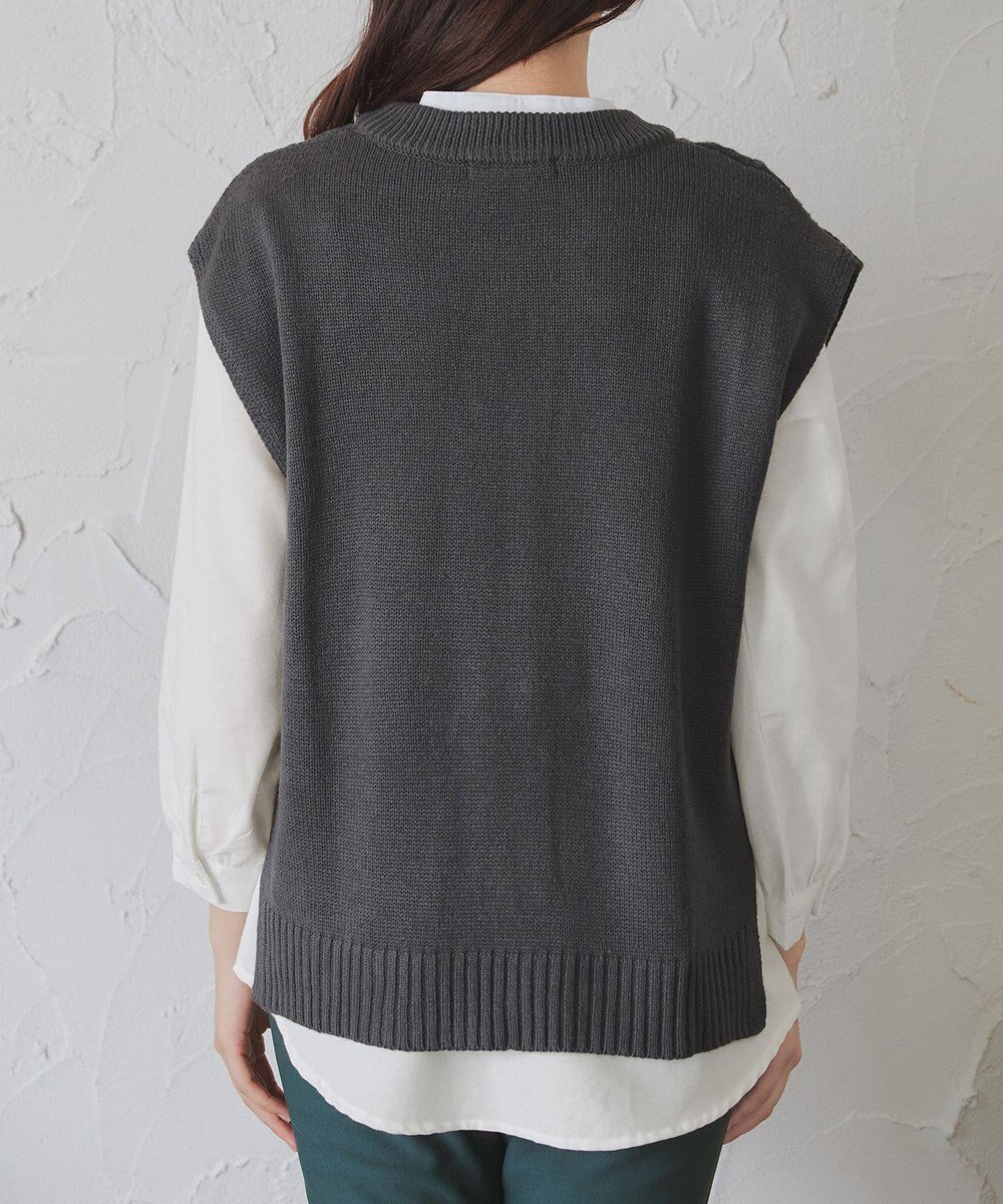 Tiaclasse 【2点セット・洗える】ニットベスト＋起毛シャツ 