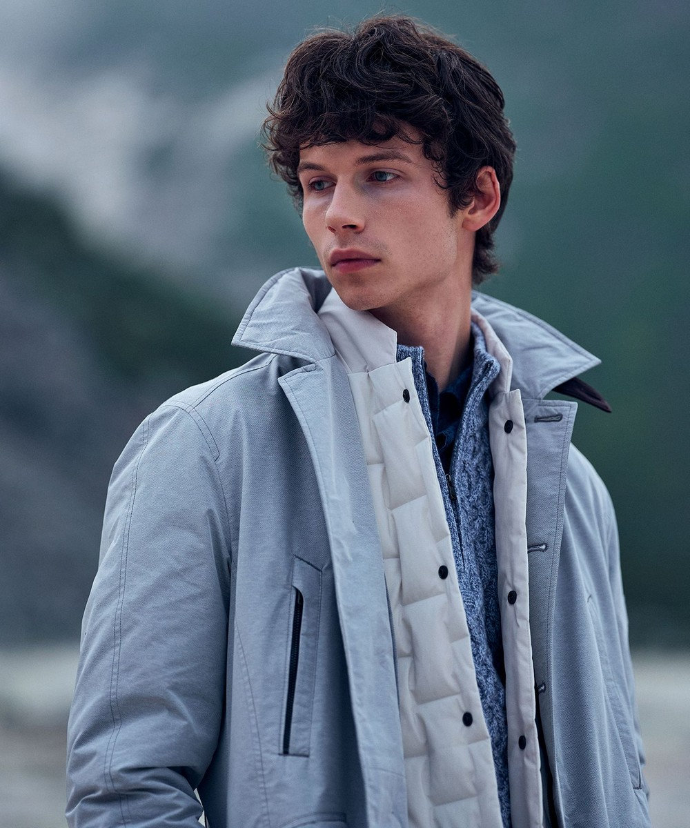 JOSEPH ABBOUD 【イタリア糸使用/軽く暖かい/多色展開】 ラムウールケーブル柄ハーフZIPプルオーバー 