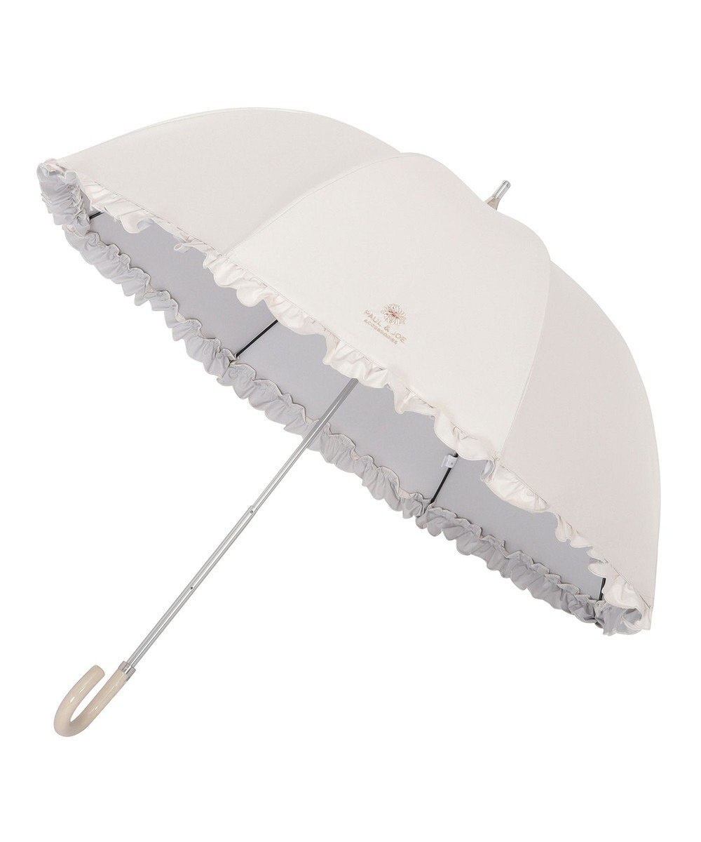 MOONBAT PAUL&JOE ACCESSOIRES (ポール&ジョー) 晴雨兼用日傘 長傘 ワンポイントクリザンテームフリル 一級遮光 遮熱 UV 