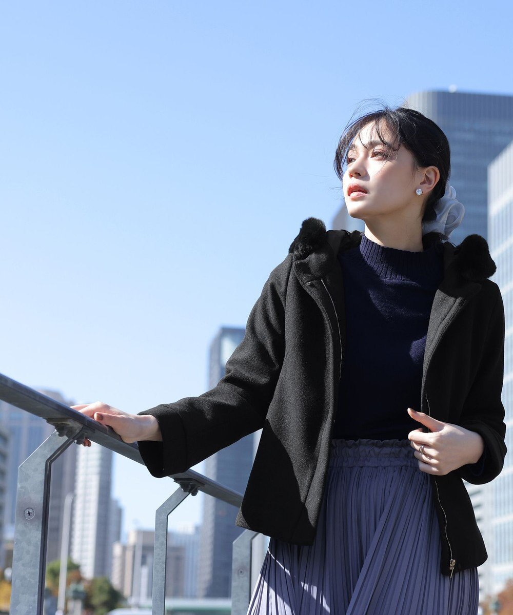 Tiaclasse エコファー付きフードショートコート 