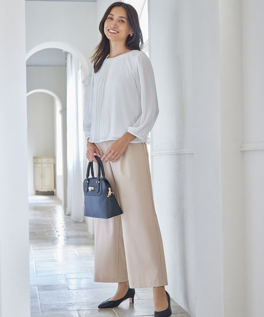 ANY 【ウエストゴム/ストレッチ/セットアップ可】イージィケアストレッチワイドパンツ 