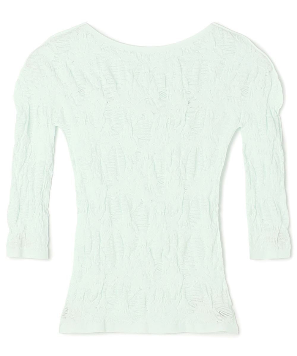 Chacott シアーレースボートネックトップ 