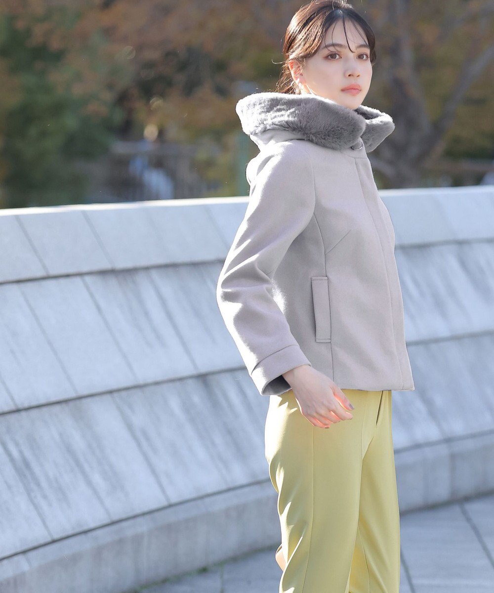 Tiaclasse エコファー付きフードショートコート 