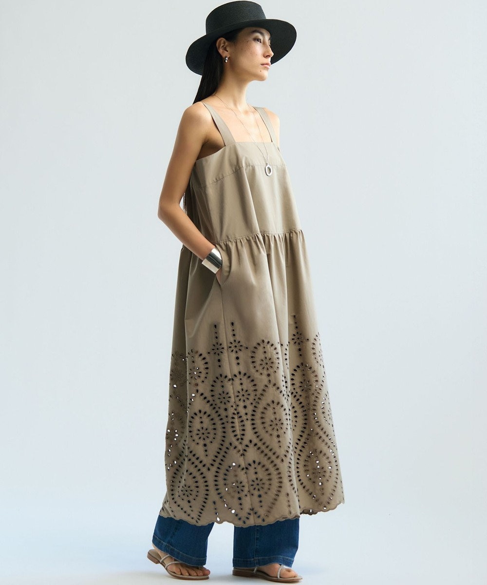 23区 S 【GOLD LABEL】コットンタイプライター 刺繍 キャミソール ワンピース 