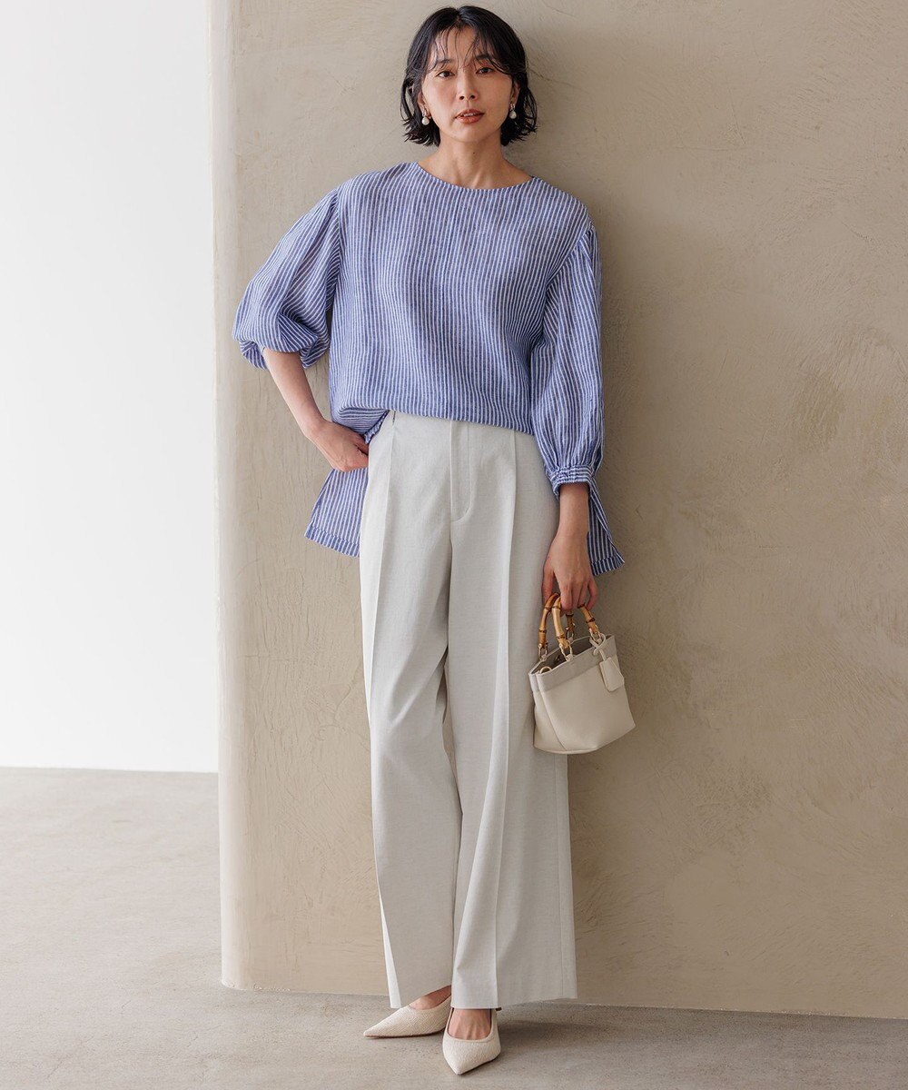 23区 S 【洗える】LIBECO ベルト付き ブラウス 