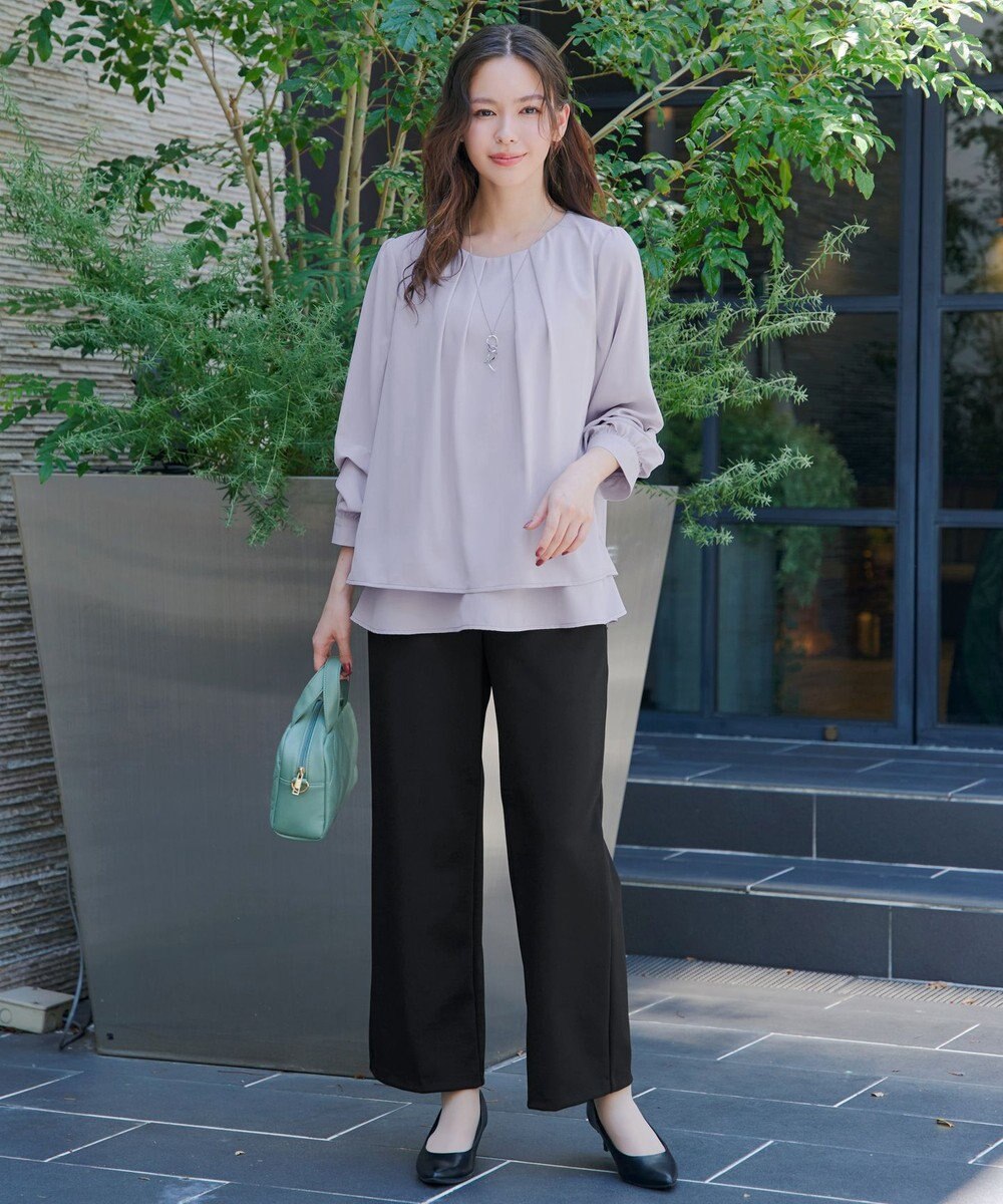 Tiaclasse 【新色追加・洗える】つまみタック袖レイヤードブラウス 