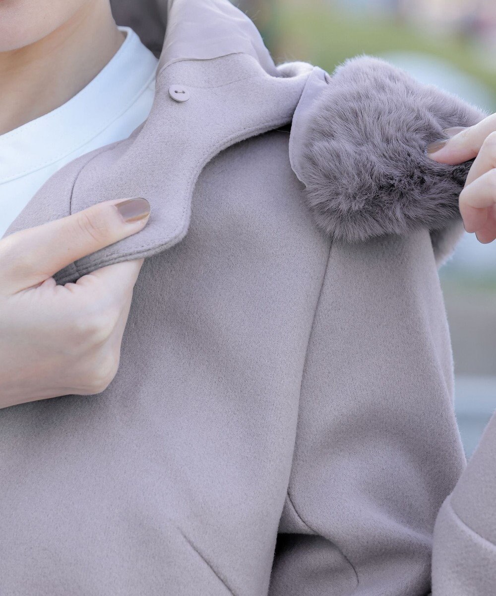 Tiaclasse エコファー付きフードショートコート 