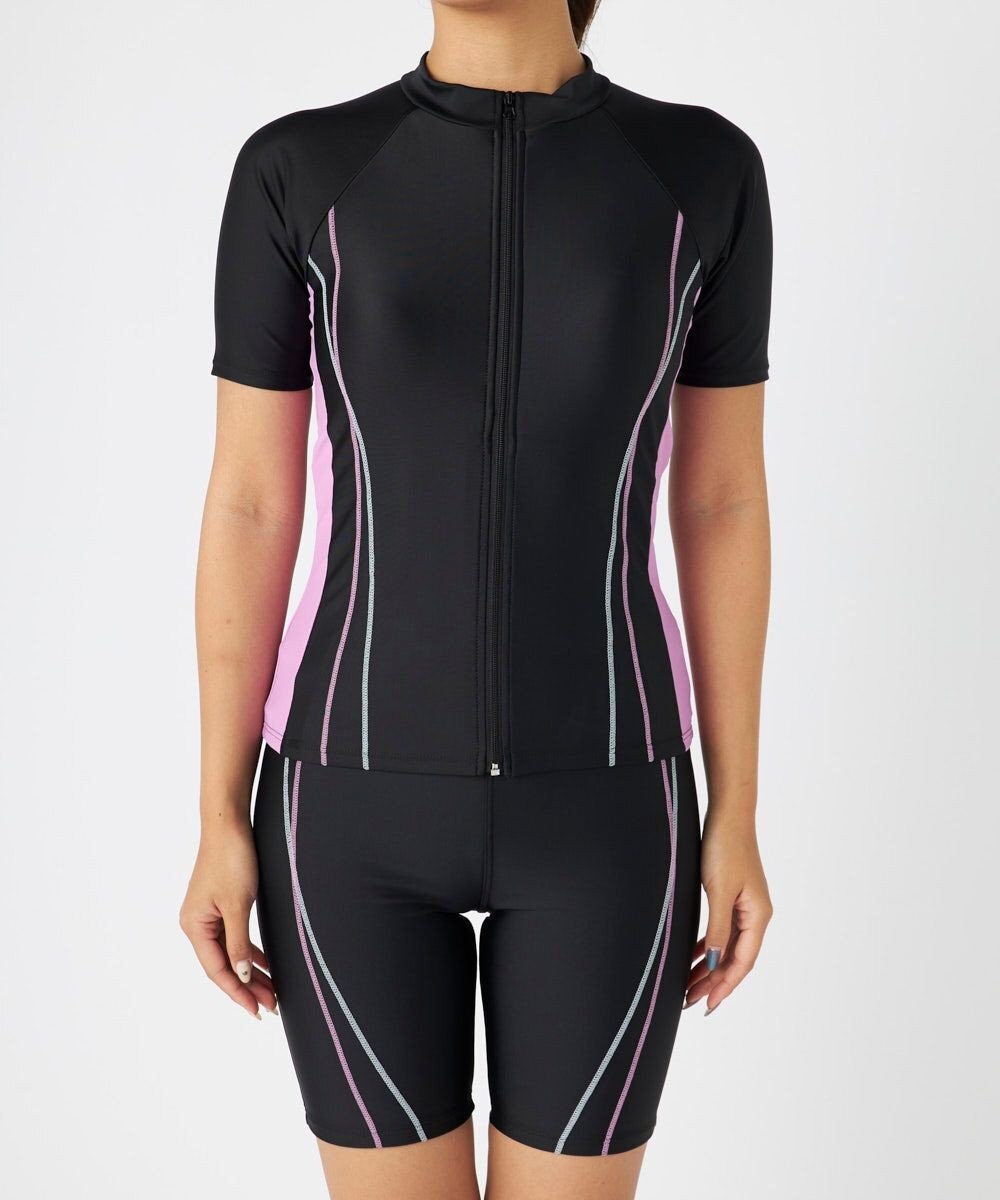 OP／FILA 半袖フルジップフィットネス水着 