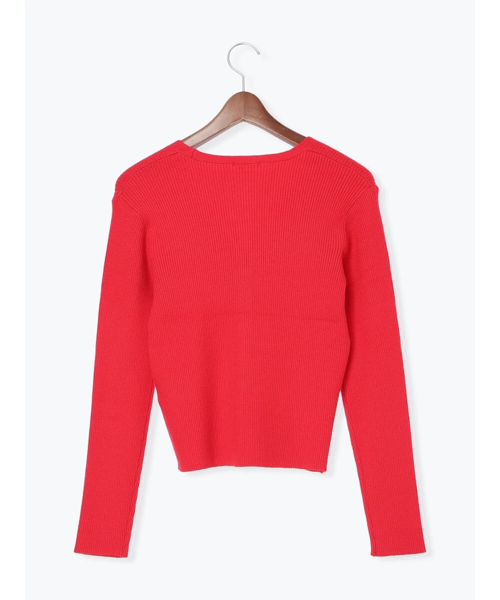 Te chichi ウェーブメタル釦Vネックリブカーディガン 