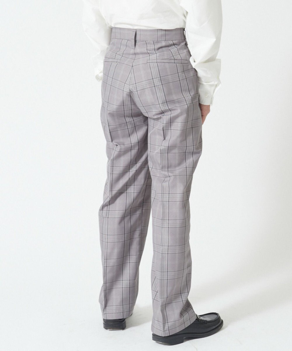 WEGO 【SCHOOLITEM】メンズスクールチェックセミワイドスラックス 