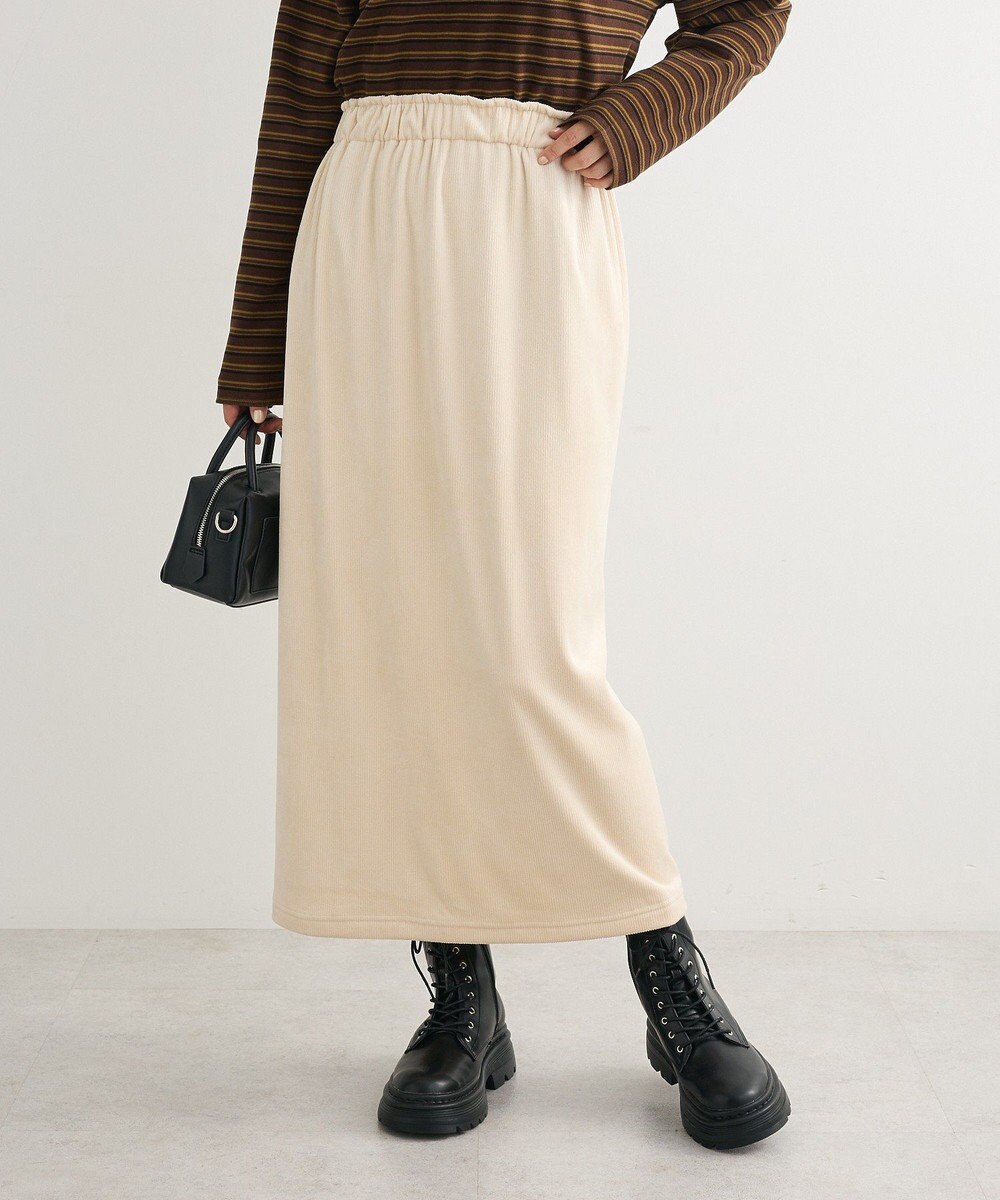 Green Parks ぽかぽか裏起毛ベロアＩラインスカート 