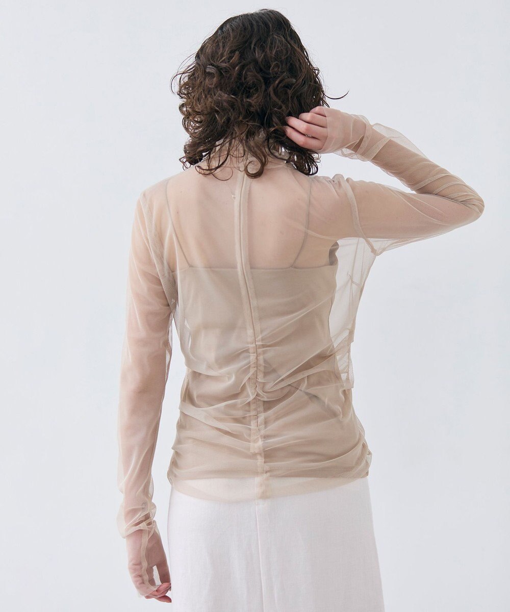 BEIGE， 【洗える・Precious 7月号掲載】TAMARIX / ストレッチチュールハイネックブラウス 