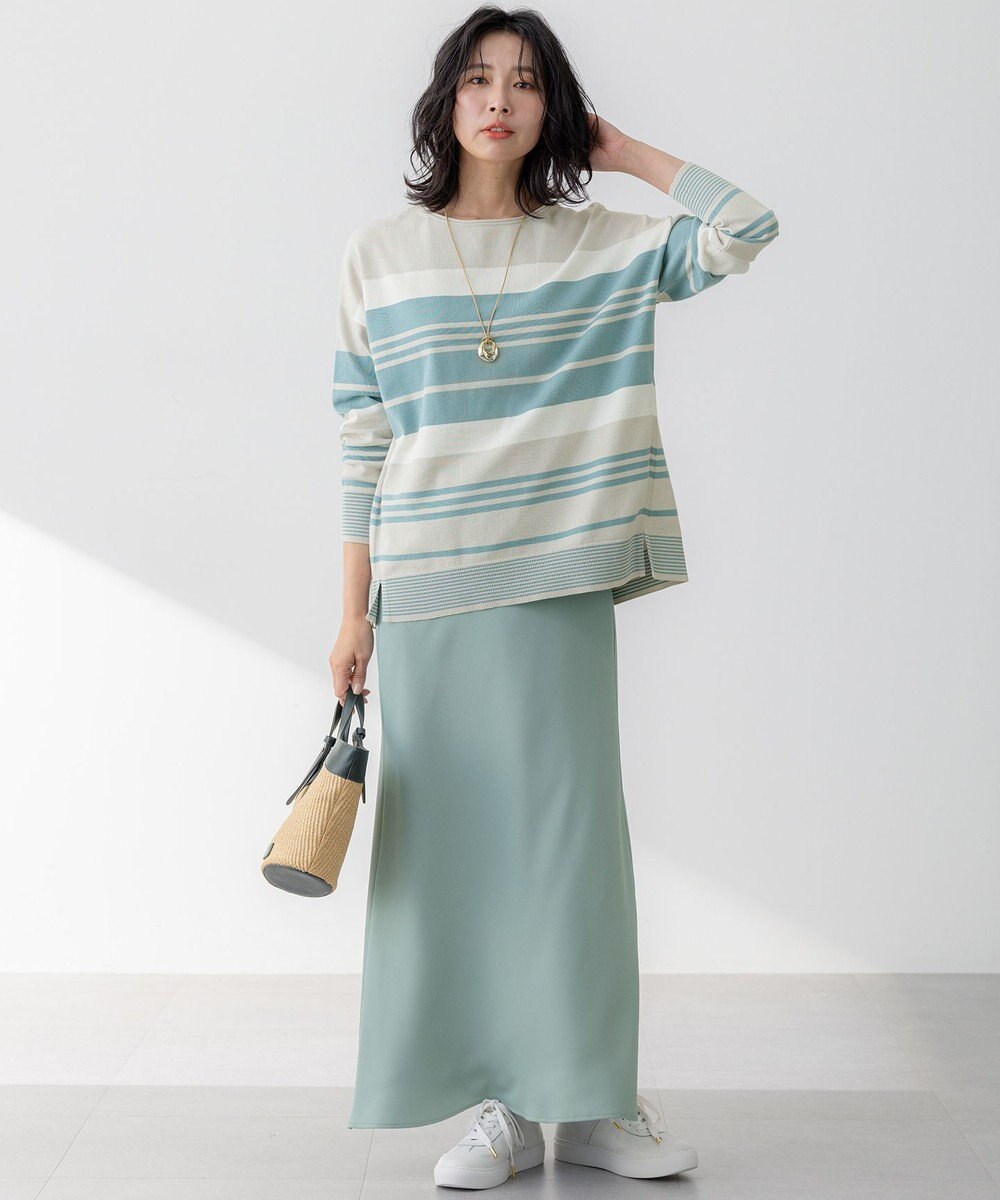 23区 【洗える】コットンポリエステルストレッチ オーバーサイズ ニット 