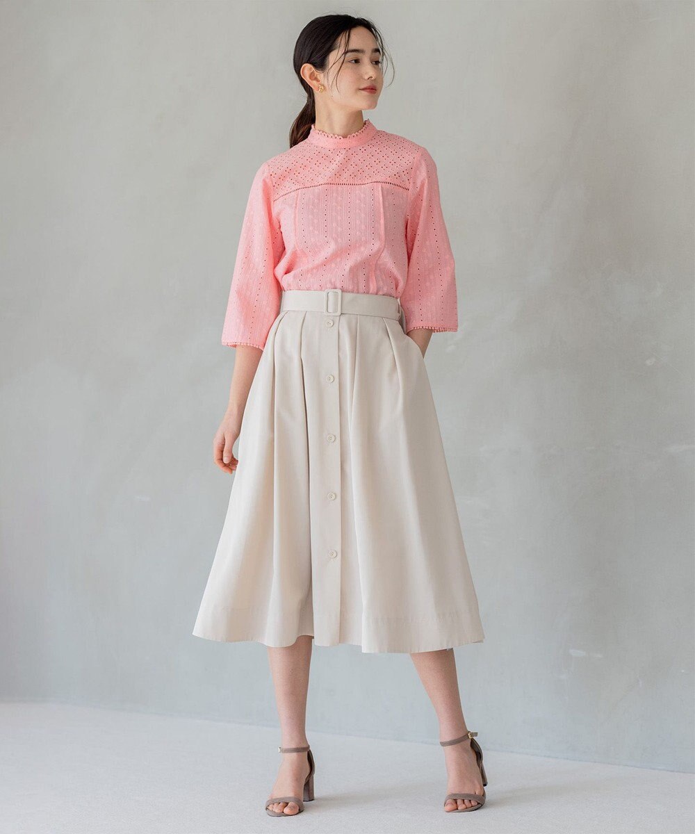 組曲 S エンブロイダリーレースハイネック ブラウス 