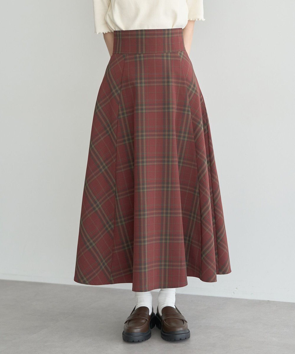 earth music&ecology バックレースアップチェックスカート 