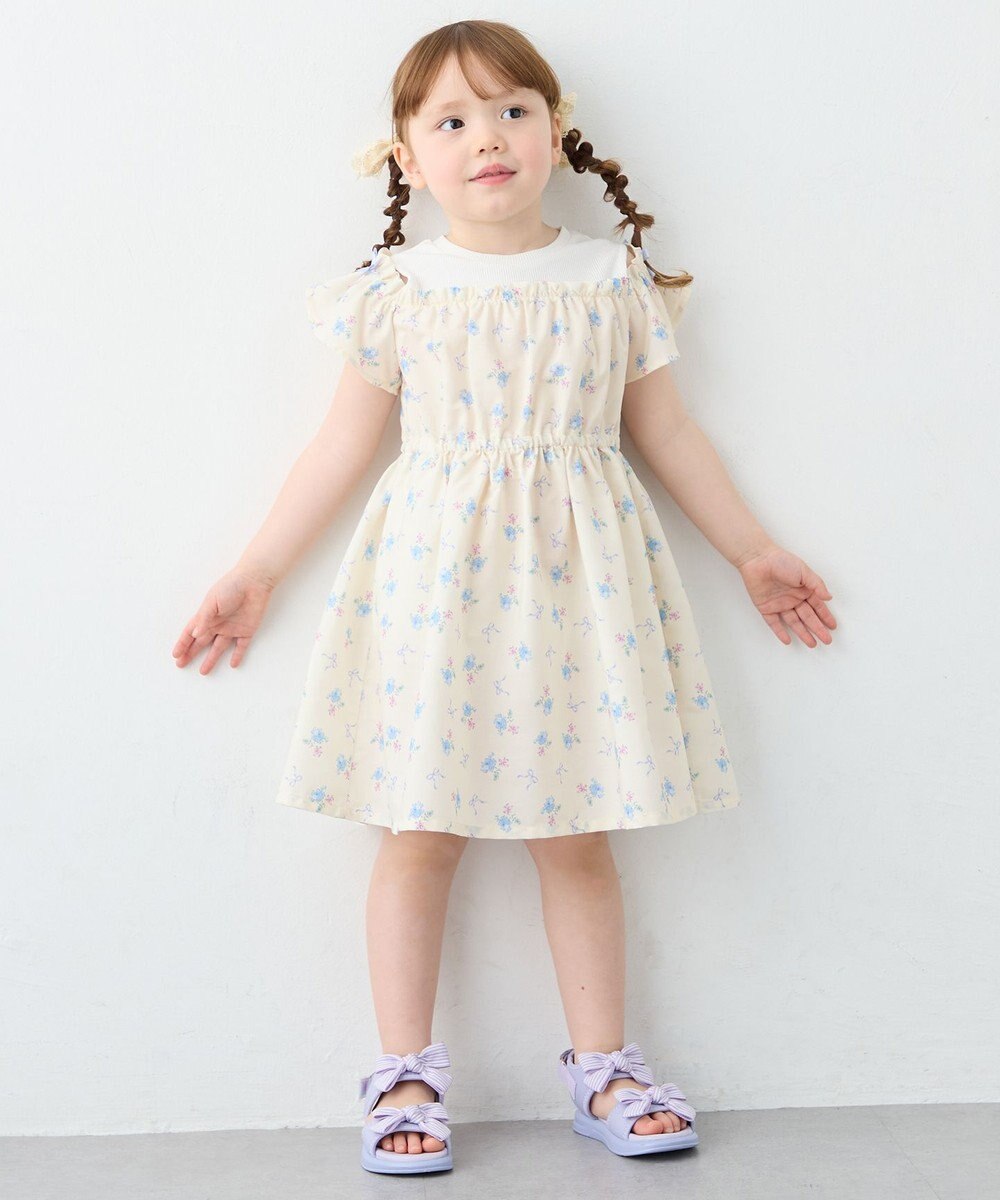 ANY KIDS 【洗濯機可能】オンオフショルダーワンピース 