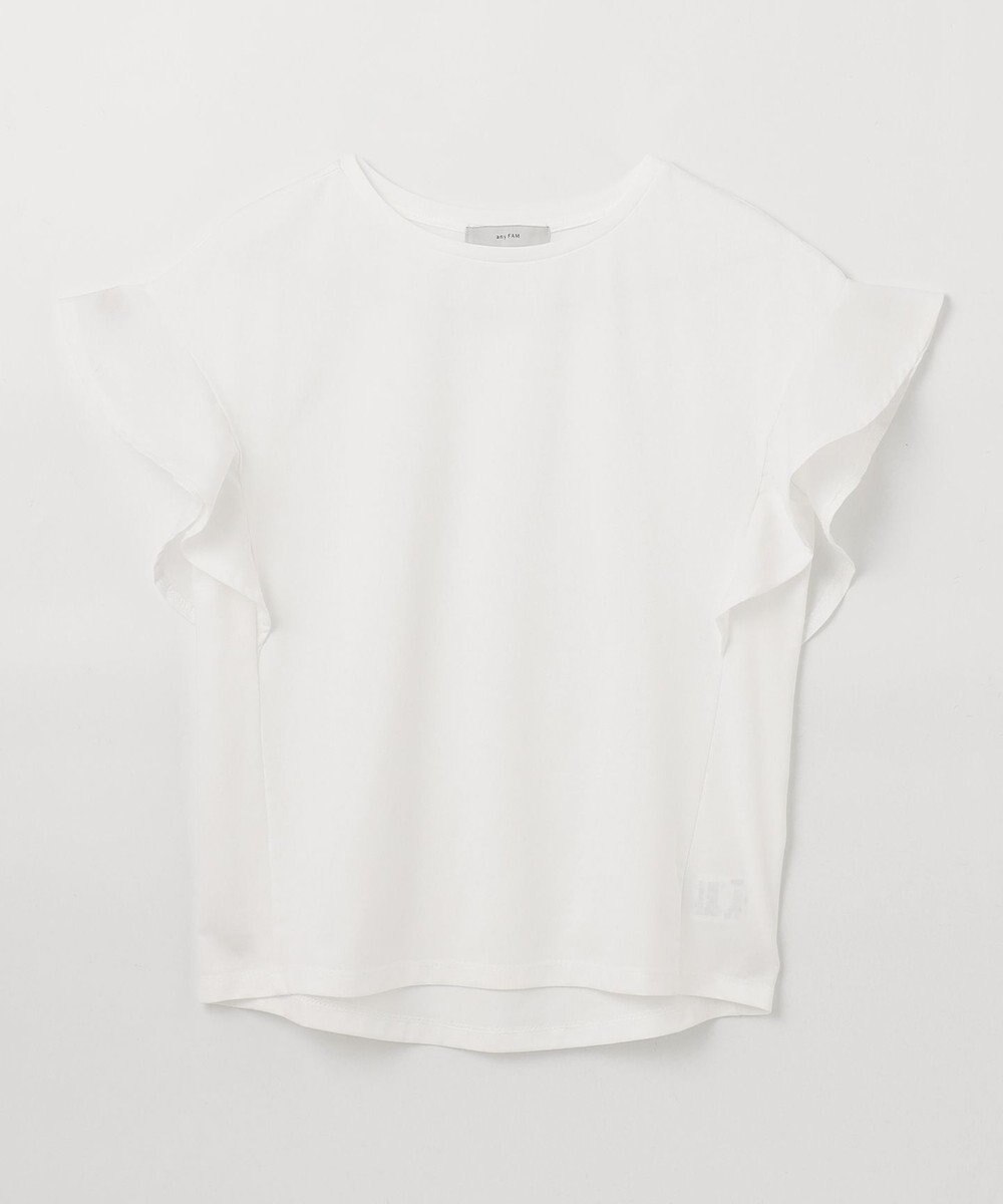 ANY 異素材コンビフリルスリーブプルオーバー 