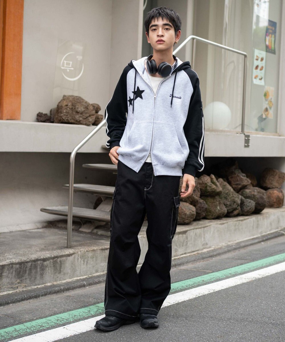 WEGO 【ユニセックス着用ITEM】ラインラグランZIPパーカー 