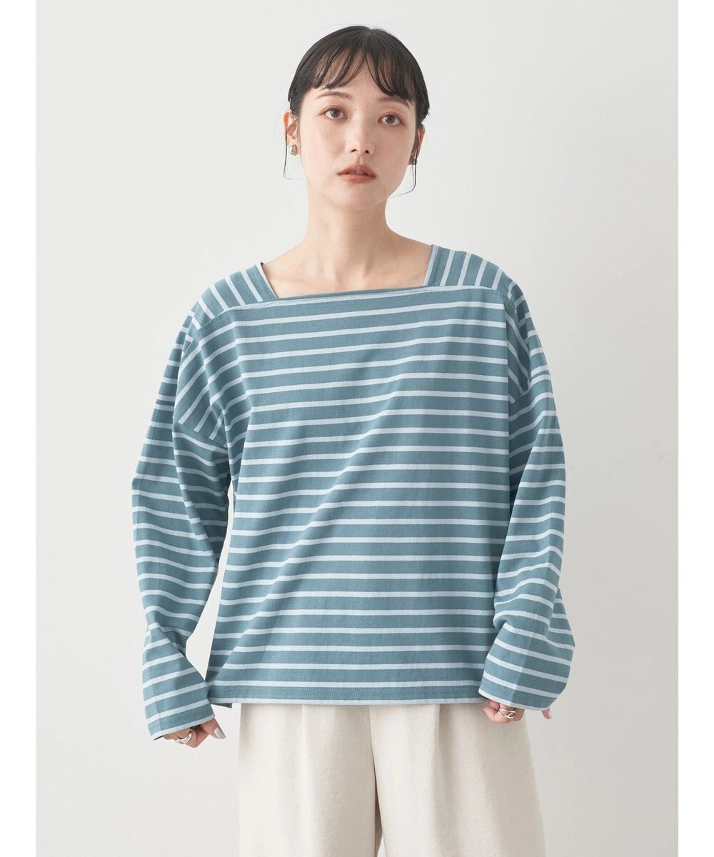 earth music&ecology スクエアボーダープルオーバー 