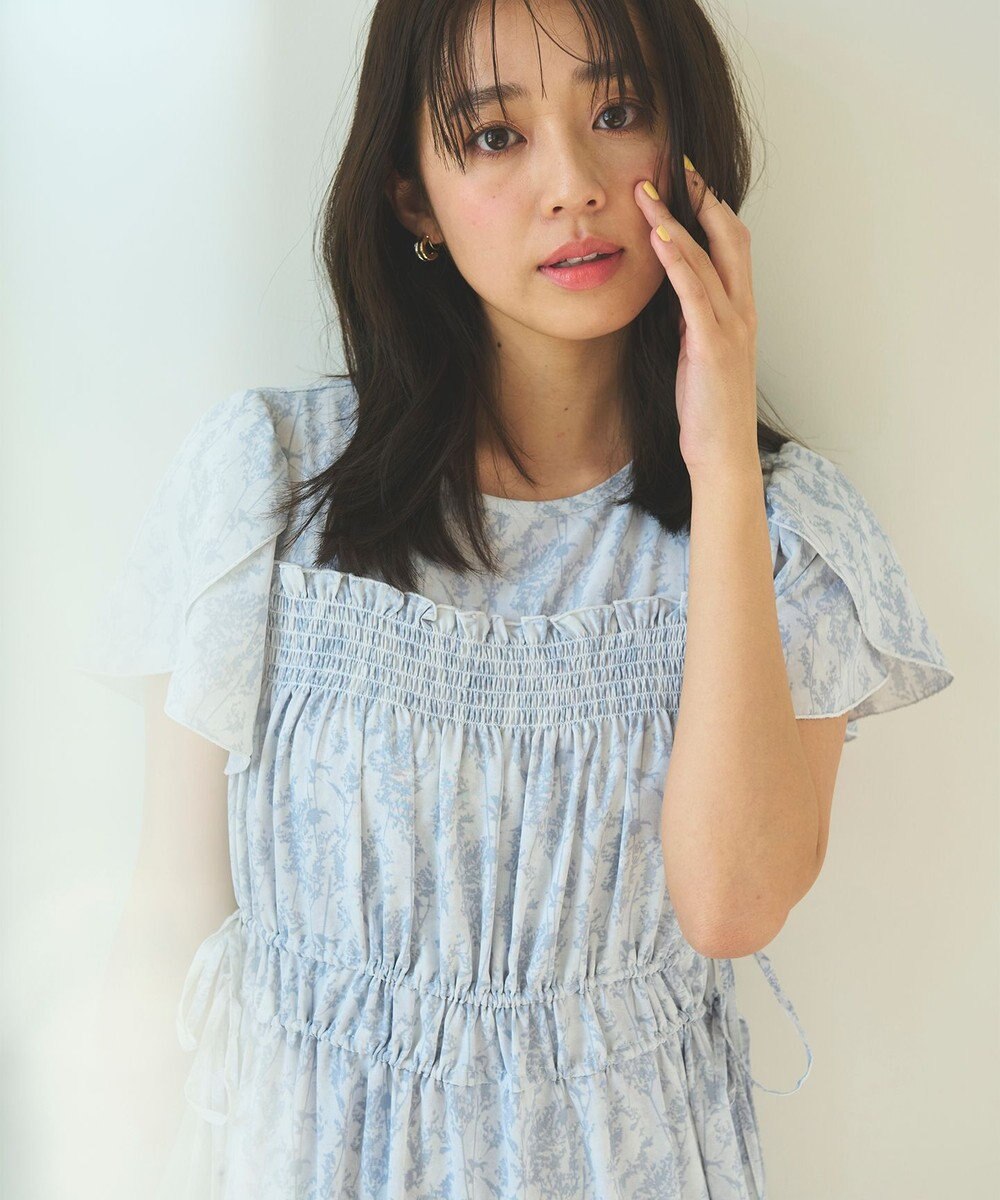 Feroux 【洗える】フラワープリントドロスト ワンピース 