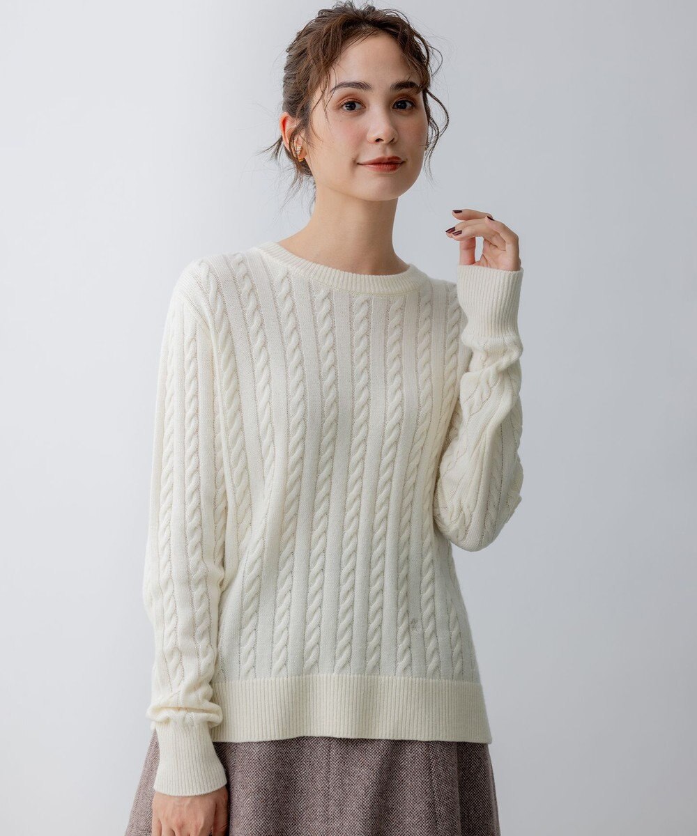 組曲 カシミヤブレンドバルキーケーブル ニット 