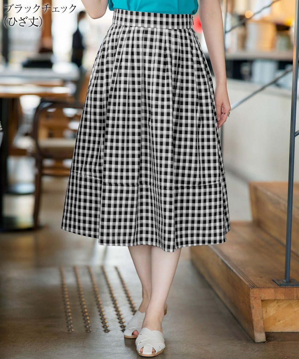 Tiaclasse 【新色追加・選べる丈】麻調タックフレアスカート 