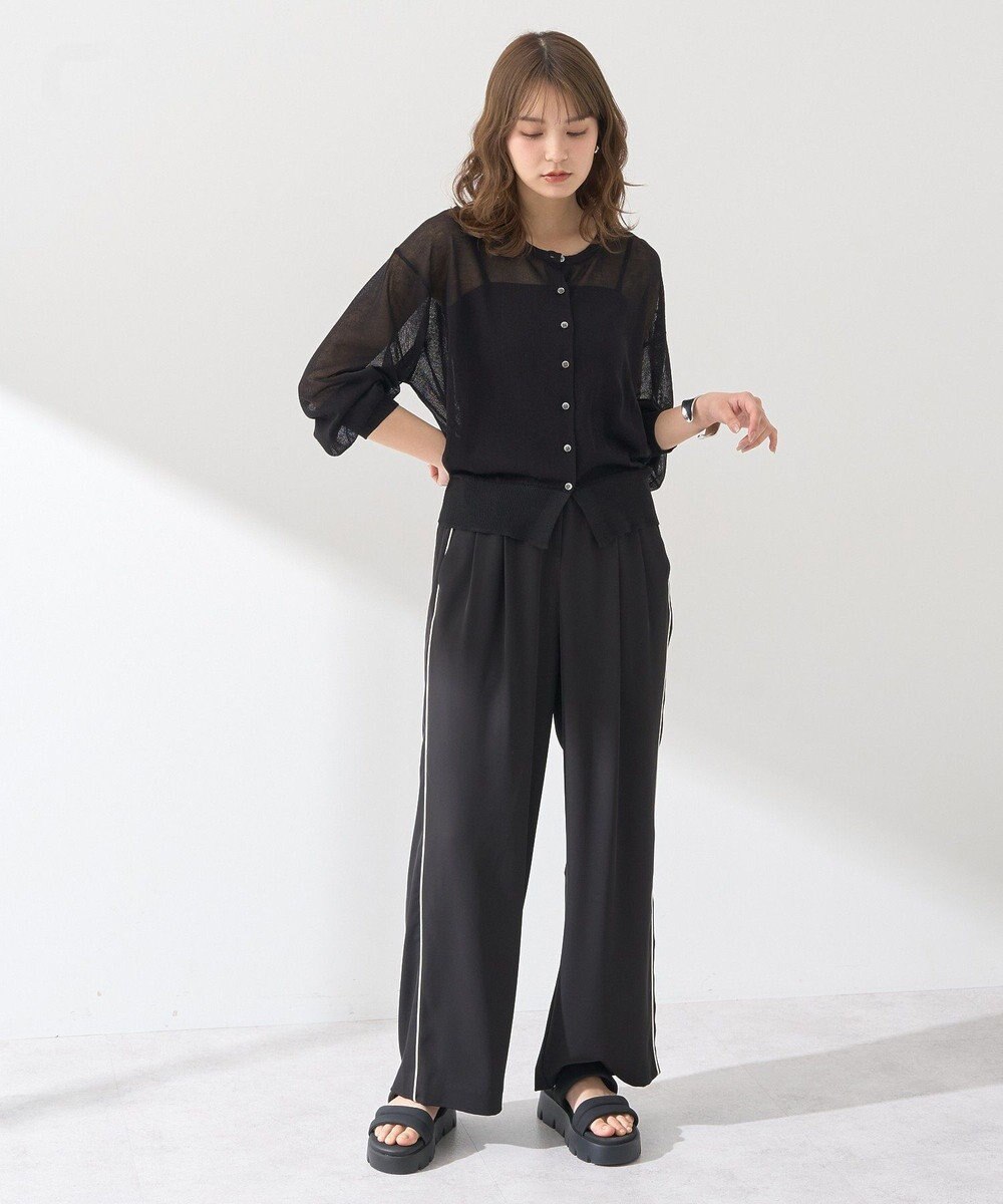 earth music&ecology 接触冷感シアークルーニットカーディガン 