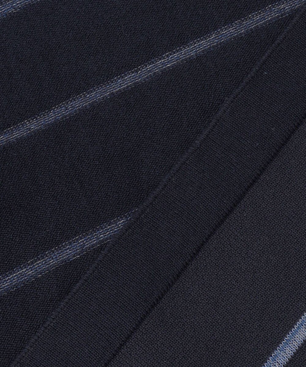 JOSEPH ABBOUD 【洗える】コットンカスリボーダー クルーネック ニット 