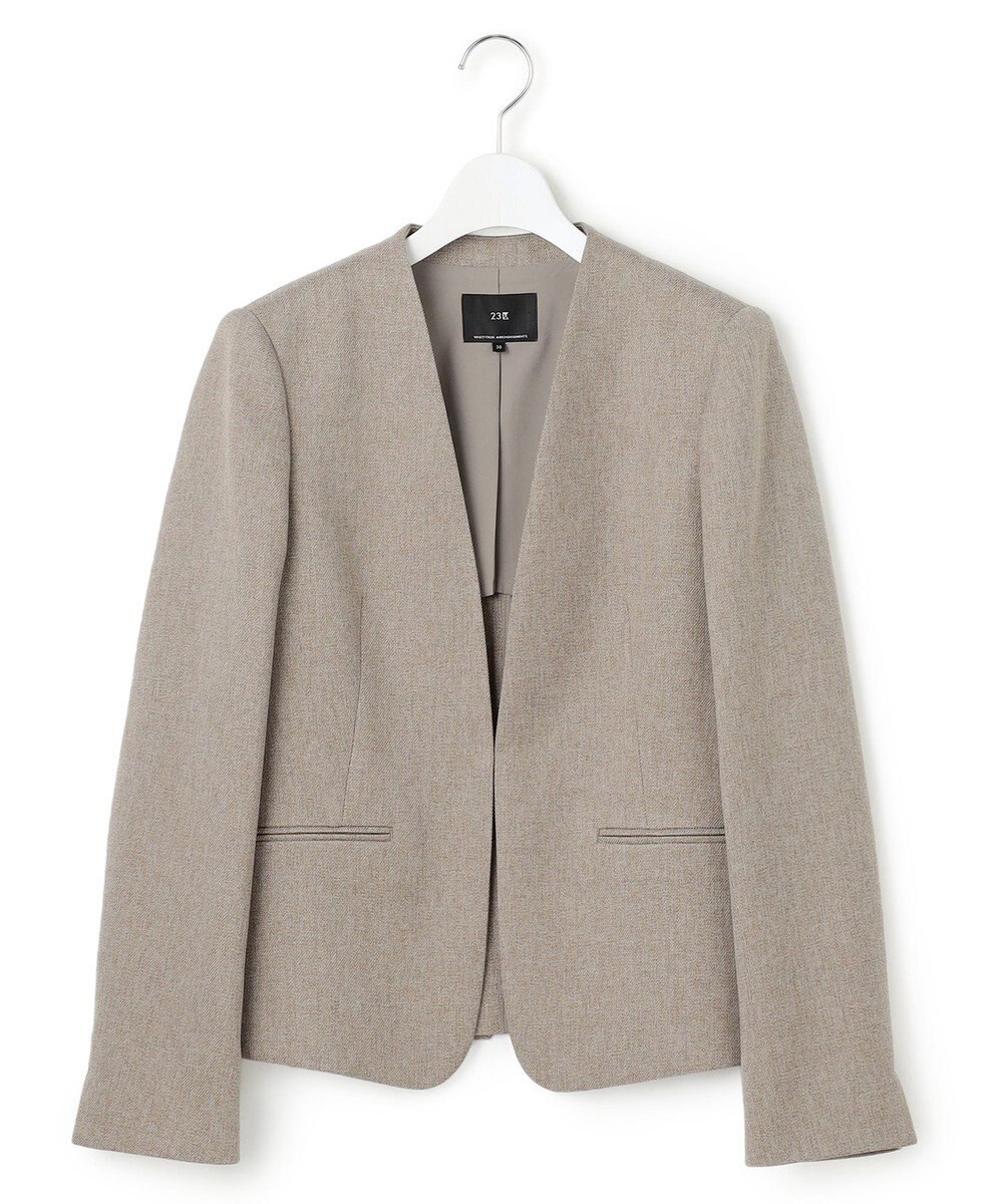 23区 S 【洗える】ウールライクカルゼ ノーカラージャケット 