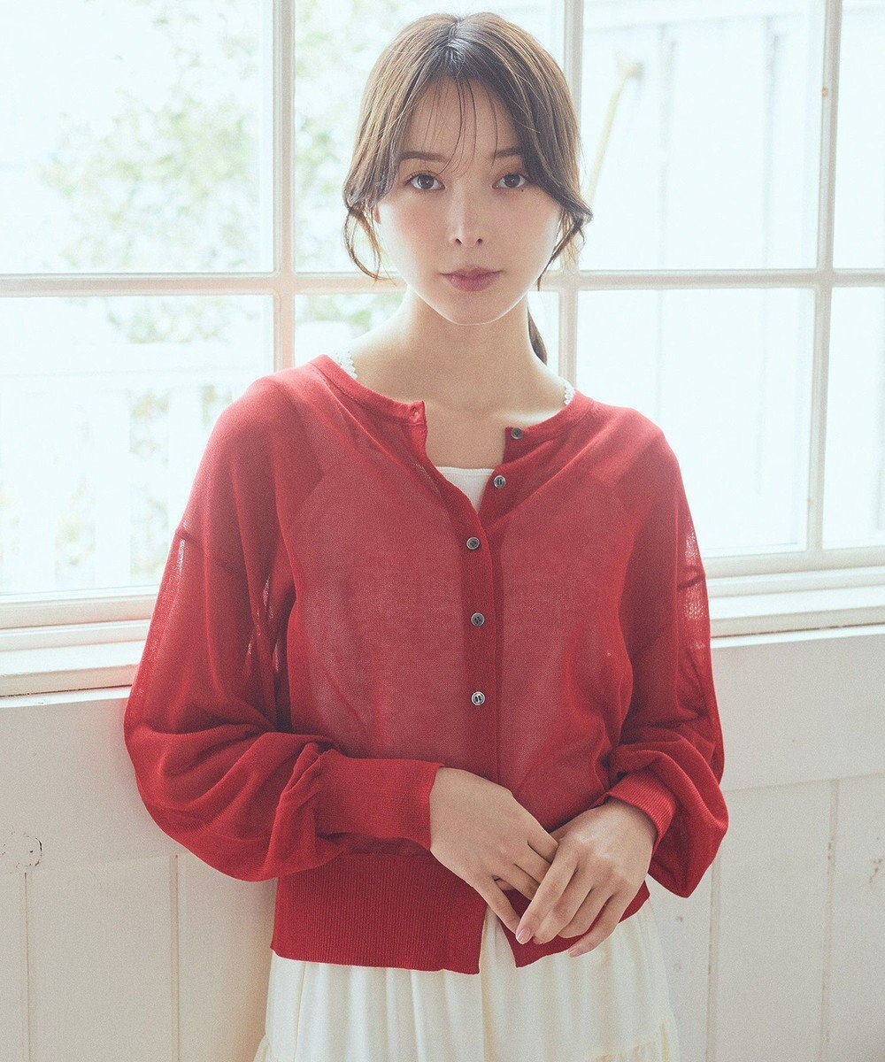 earth music&ecology 接触冷感シアークルーニットカーディガン 