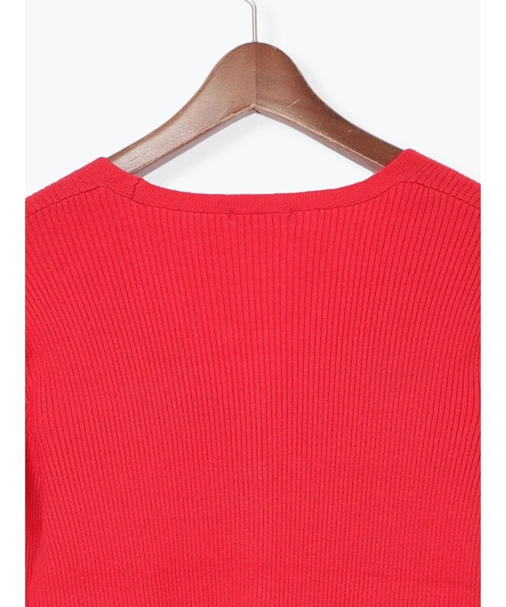 Te chichi ウェーブメタル釦Vネックリブカーディガン 