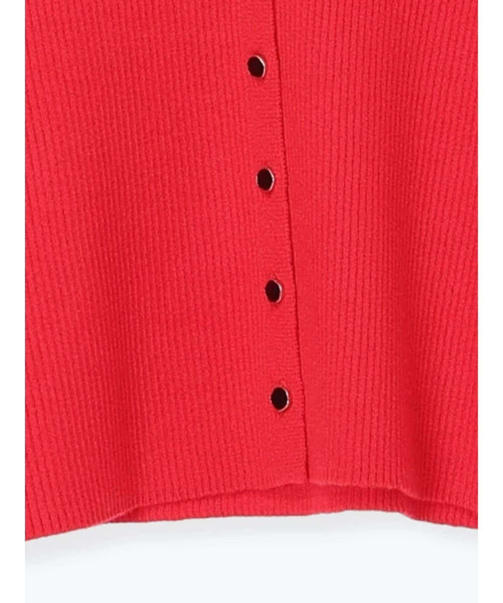 Te chichi ウェーブメタル釦Vネックリブカーディガン 