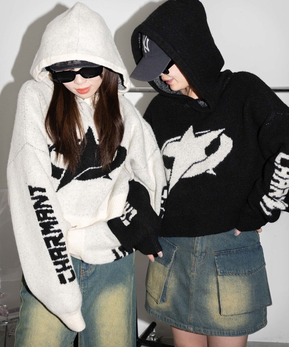 WEGO スタージャガードニットプルパーカー 