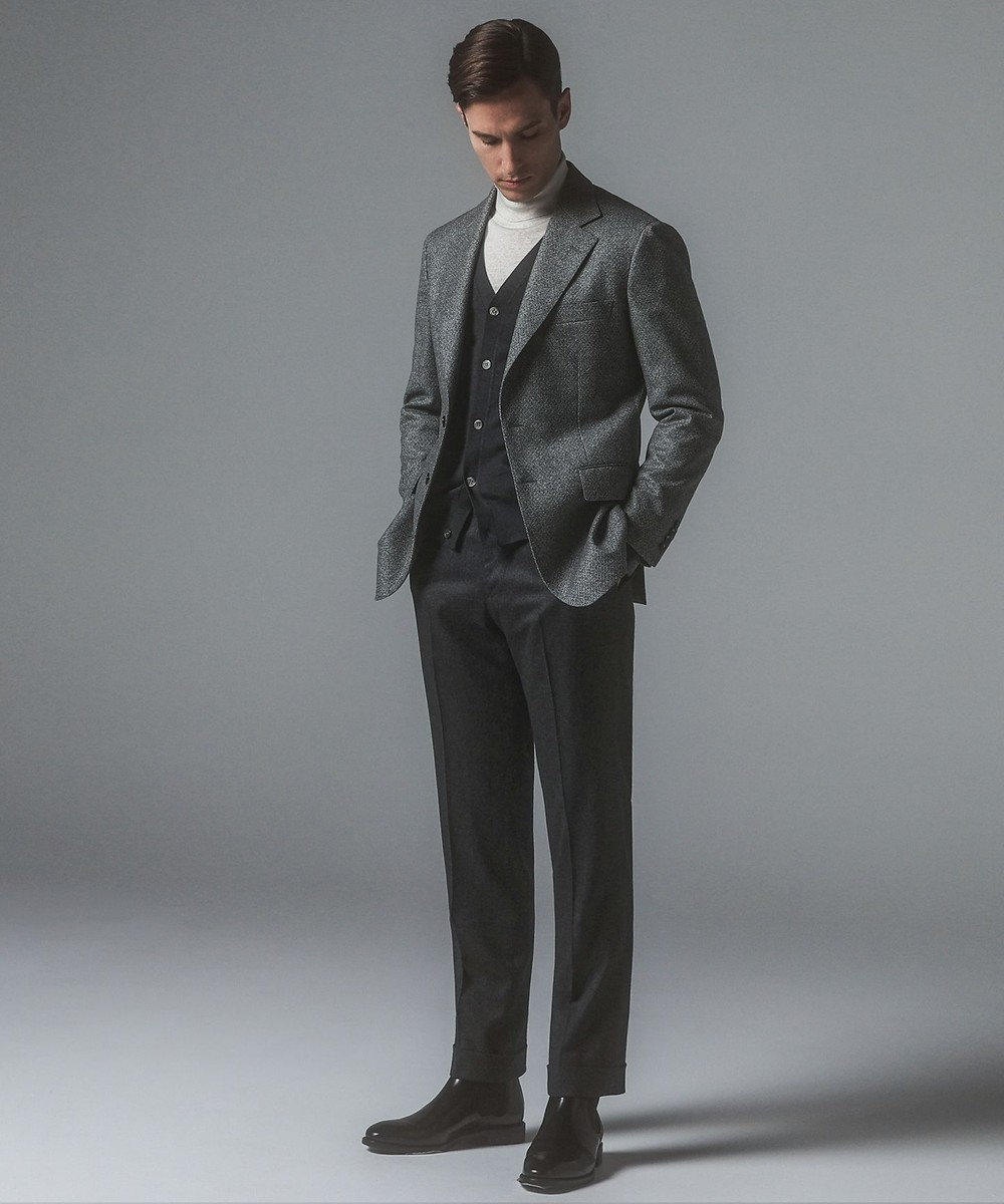 GOTAIRIKU 体温調整に【洗える/チクチクしにくい/ピリングしにくい】イタリア糸 ハイゲージ カーディガン_WOOL100% 