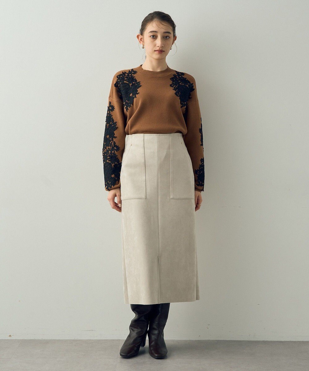 YECCA VECCA ハイウエストフェイクスエードスカート 