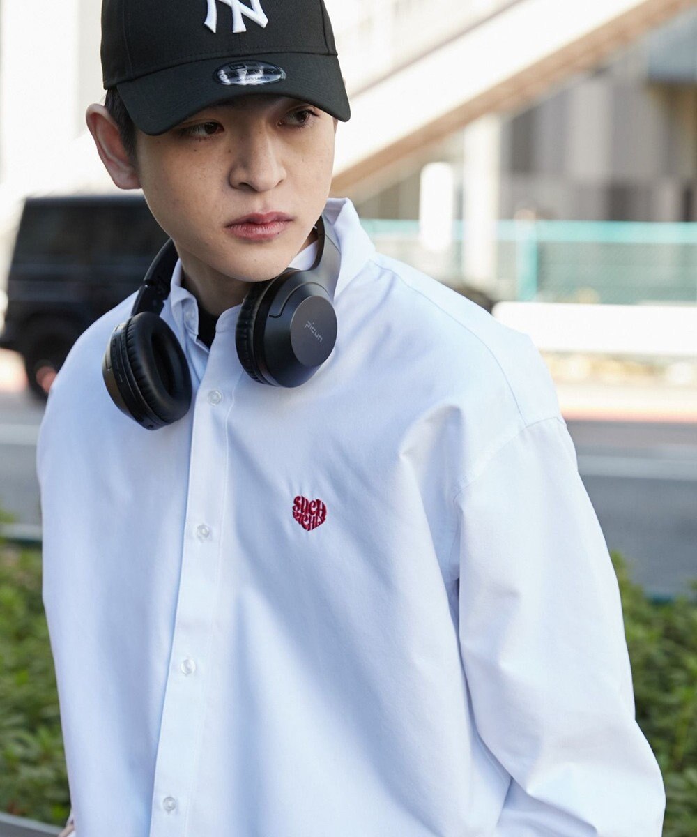 WEGO 【ユニセックス着用ITEM/MLサイズ展開】オックスフォードワンポイントシャツ（LS） 